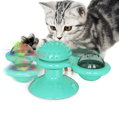 1Pc Interactive Treat Leaking Toy for Small Dogs Cats Slow Dog Feeder Dog Wheel Rotating Windmill Puppy Suction Cup Pet Products