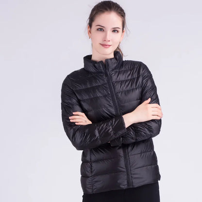 New Autumn Winter Women Ultra Light White Duck Down Jackets Candy Color Slim Short Design Warm Down Coats