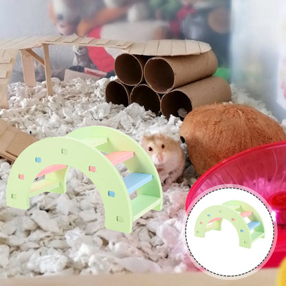 Hamster Toy Arch Bridge Bunny Toys Climbing Ladder Gerbil Rat Pet Cage for Chinchilla Chevron Board Platform