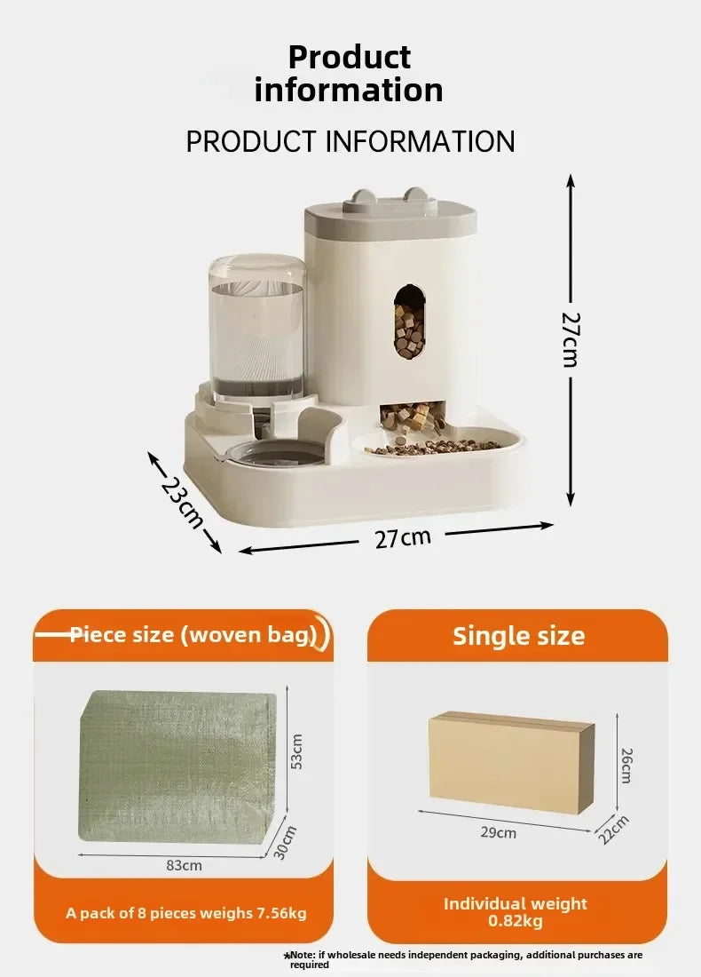 Pet Automatic Feeder Convenient Water Dispenser Cat and Dog Food Elevated Bowl with Fountain Large Capacity Drinker Accessories