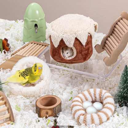 Hamster Houses and Hideouts Winter Soft Fleece Guinea Pig Bed Small Animal Cage Bed Hamster Rat Sleeping Bed Cage Accessories