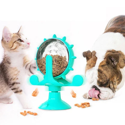 1Pc Interactive Treat Leaking Toy for Small Dogs Cats Slow Dog Feeder Dog Wheel Rotating Windmill Puppy Suction Cup Pet Products