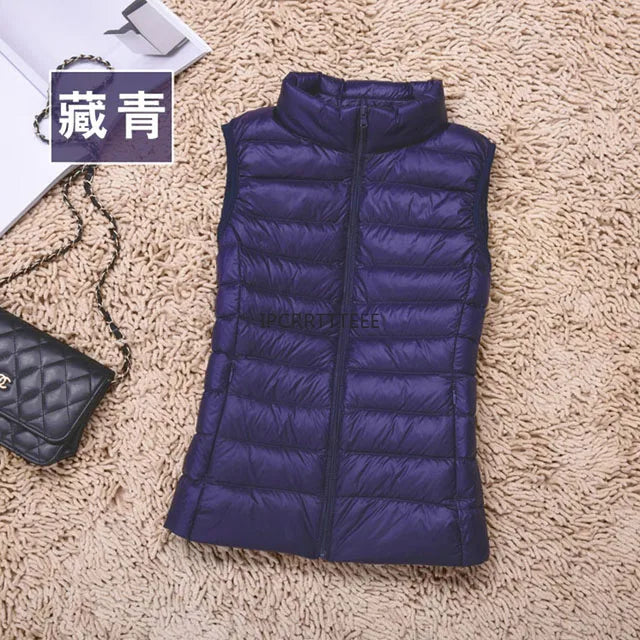 2023 New Women Sleeveless Women Slim Ultra Light Down Jacket Girl Portable Lightweight Vests Windproof Warm Waistcoat