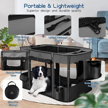 Dog Playpen,Pet Playpen, Foldable  Cat Playpens,Portable Exercise Kennel Tent, Water-Resistant Removable Shade Cover