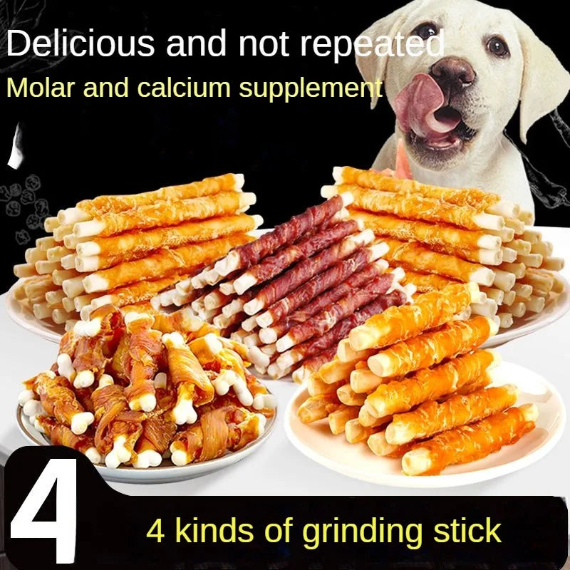 3 packs Multiple flavors of dog snacks bite resistant clean teeth chicken duck meat Dogs training reward Pet Dry Food