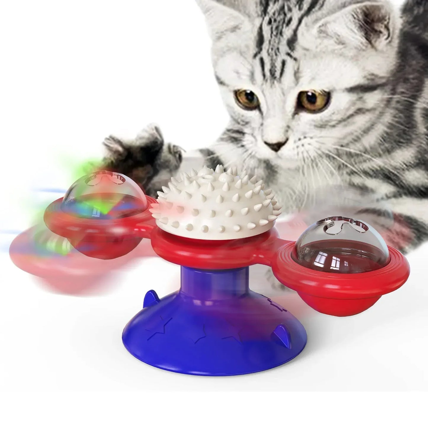 1Pc Interactive Treat Leaking Toy for Small Dogs Cats Slow Dog Feeder Dog Wheel Rotating Windmill Puppy Suction Cup Pet Products