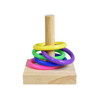 Bird Training Toys Set Wooden Block Puzzle Toys For Parrots Colorful Plastic Rings Intelligence Training Chew Toy Bird Supplies