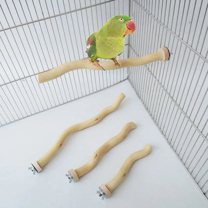 1pcs Parrot Stand Rod Toys Wood Fork Branch Perch Bird Cage Hanging Swing Pet Bird Chewing Toy Playground Bird Supplies