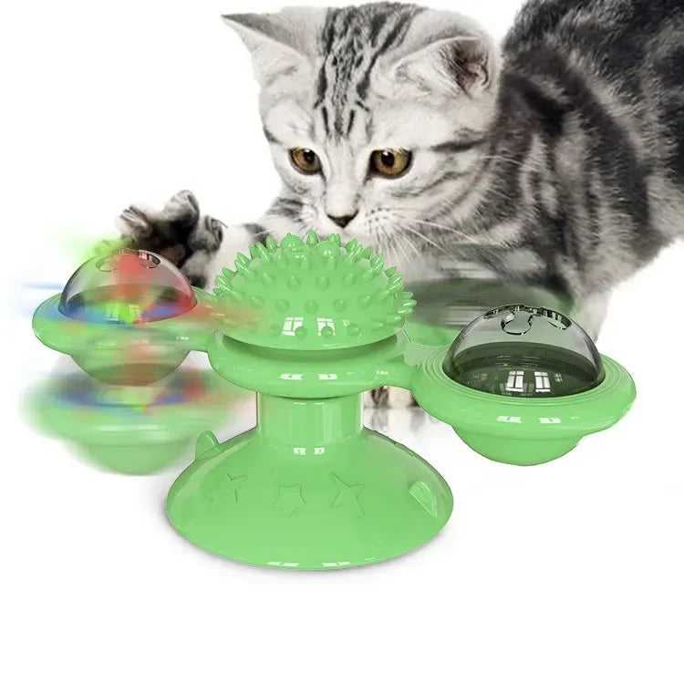 1Pc Interactive Treat Leaking Toy for Small Dogs Cats Slow Dog Feeder Dog Wheel Rotating Windmill Puppy Suction Cup Pet Products