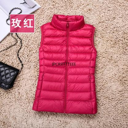 2023 New Women Sleeveless Women Slim Ultra Light Down Jacket Girl Portable Lightweight Vests Windproof Warm Waistcoat