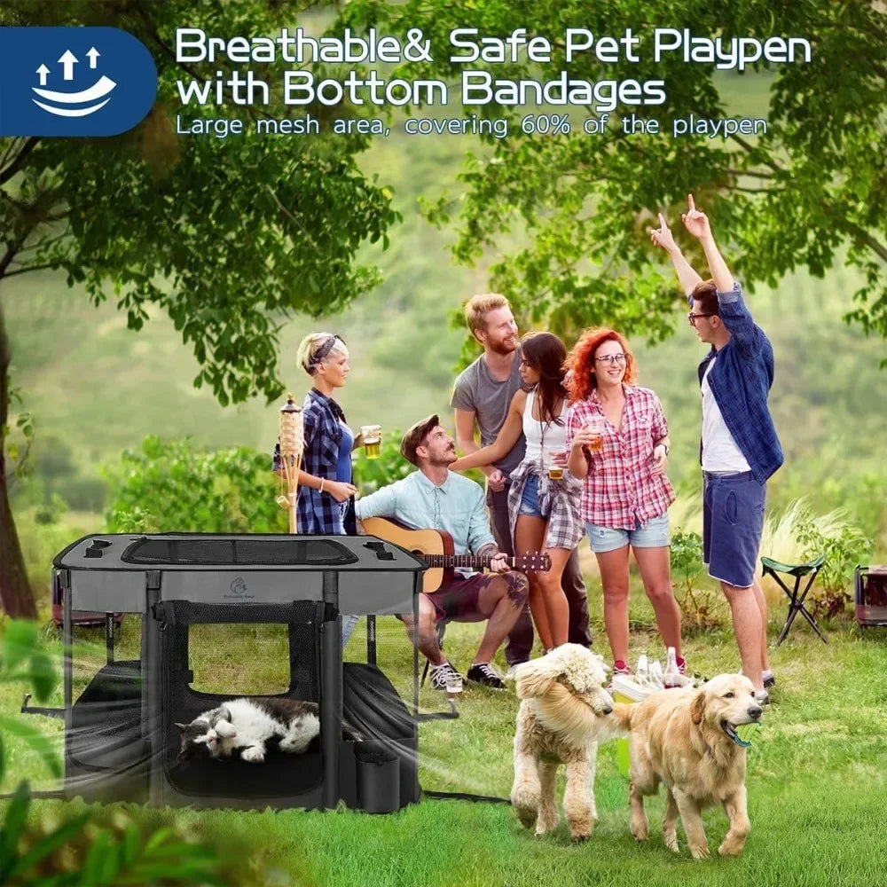 Dog Playpen,Pet Playpen, Foldable  Cat Playpens,Portable Exercise Kennel Tent, Water-Resistant Removable Shade Cover